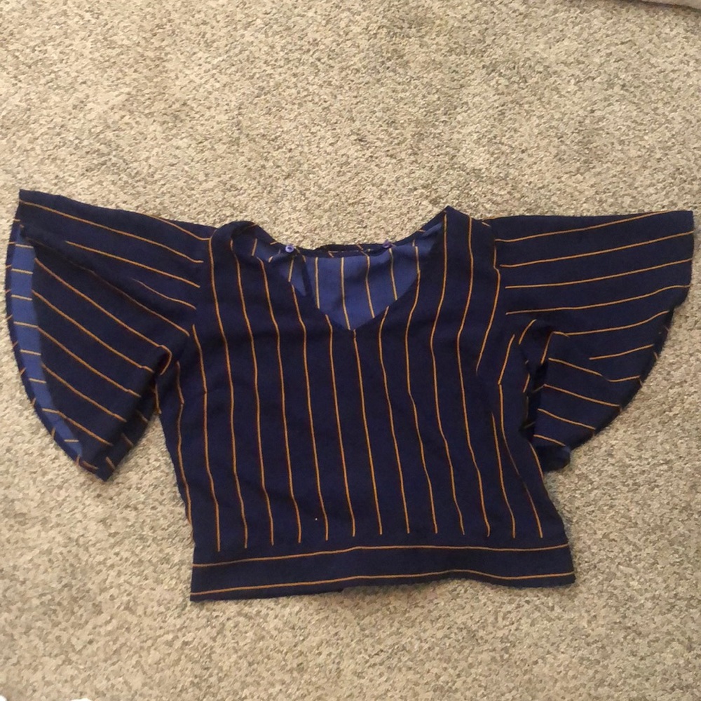 Blue and yellow v neck